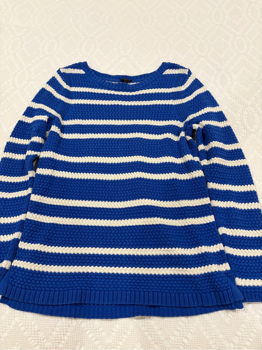 Talbots Blue and White Striped Crewneck Sweater